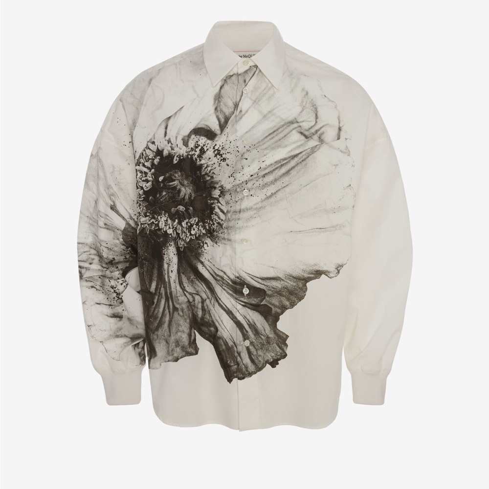 Alexander McQueen Men's Flower Print Harness Shirt in White